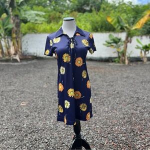 Vintage Blue, Yellow & Orange Floral Dress